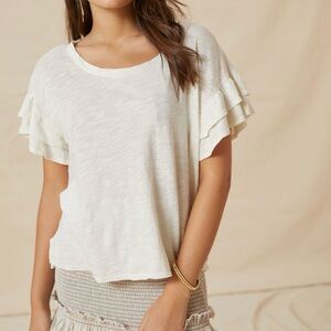 Pilcro Lavendar Ruffle Sleeve Tee